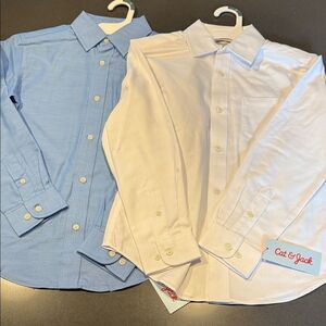 Cat & Jack Kids' Blue and White Button-Down Shirts.  Bundle of 2